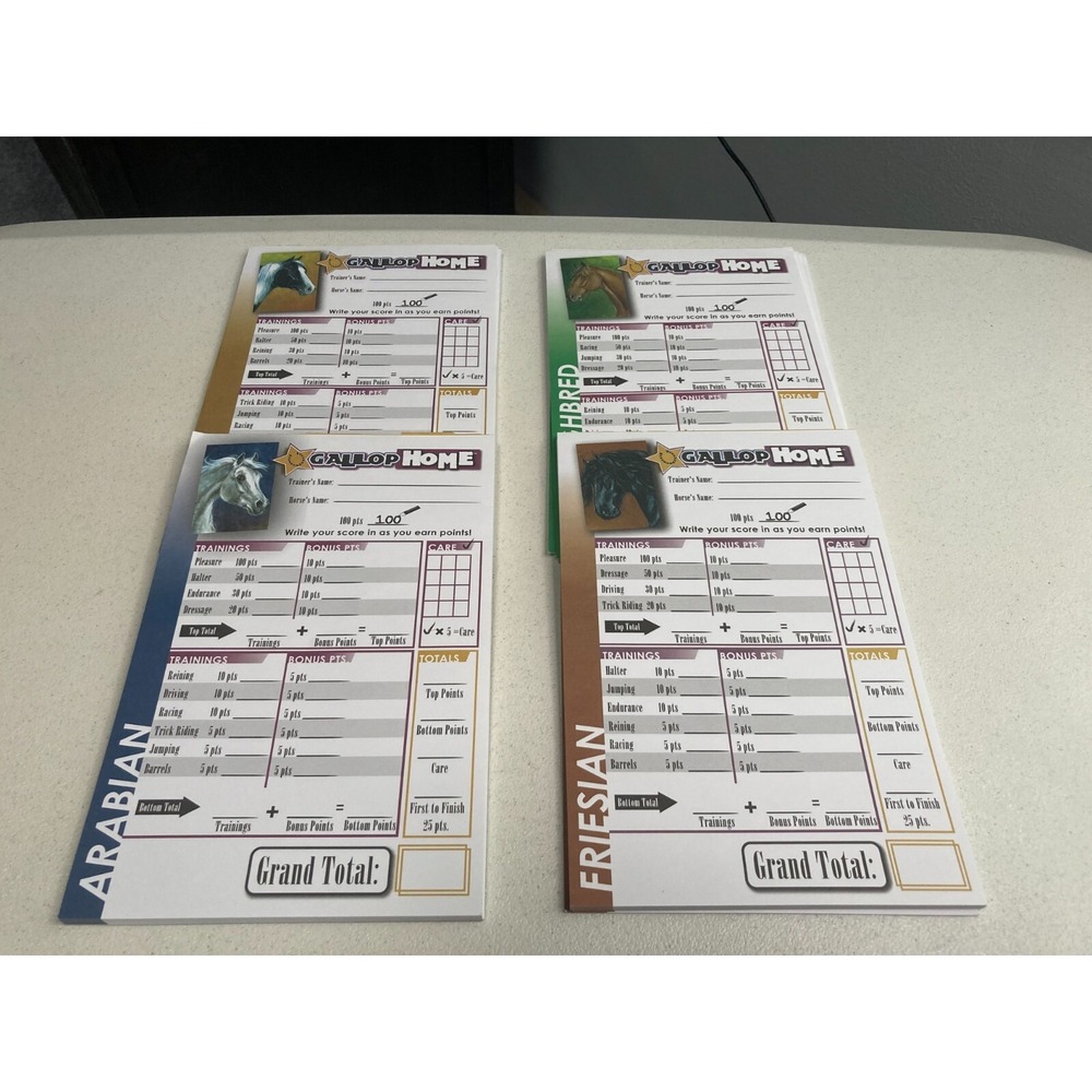 GALLOP HOME Board Game Replacement Scorepads Horse Racing Competition